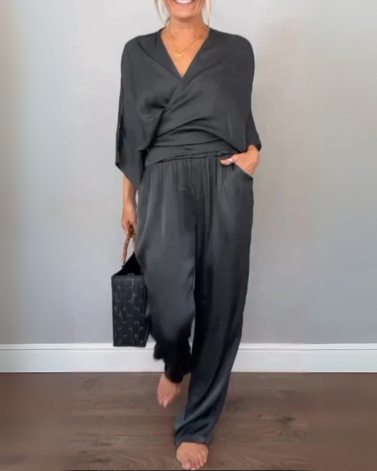 PAULA - WRAP TOP AND PANTS SET
