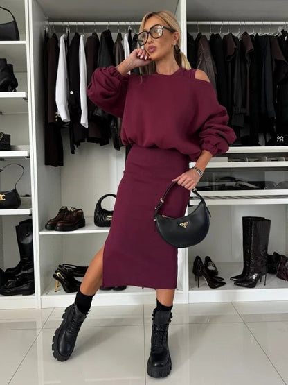 Midi Dress with Matching Sweater