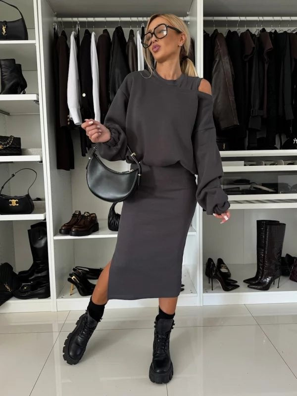 Midi Dress with Matching Sweater